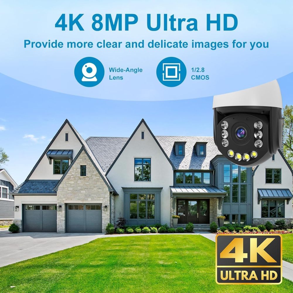 Anpviz 4K PoE PTZ Camera Outdoor, Pan Tilt 20X Optical Zoom & Human/Vehicle Detection, 8MP Speed Dome Security IP Camera with Auto-Tracking, Smart Color Night Vision, Two-Way Talk (U Series)