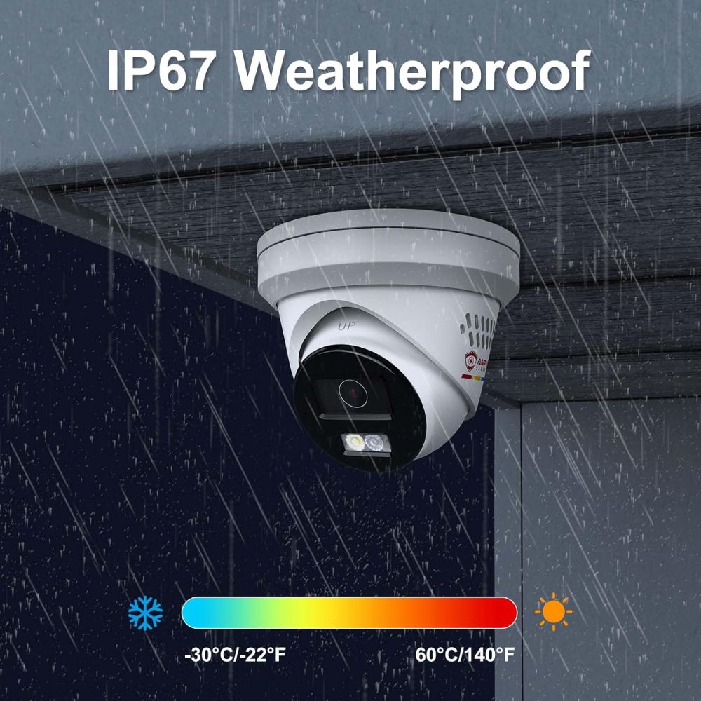 Anpviz 5MP IP PoE Camera, Active Deterrence Turret IP Security Camera Outdoor, 2-Way Audio, Human/Vehicle Detection, 98ft Smart Color Night Vision, IP67 Waterproof, 2.8mm Lens, Full Metal (H Series)
