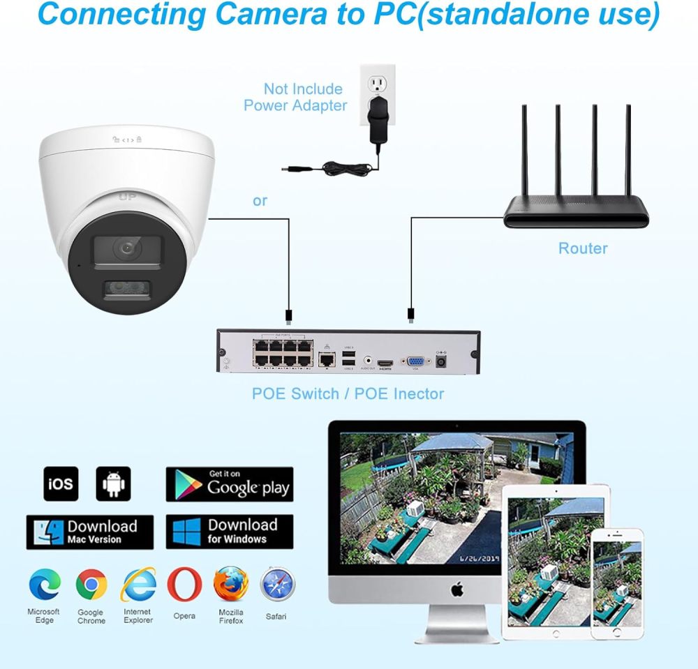 Anpviz 5MP PoE IP Camera with Human & Vehicle Detection, Smart Dual Light Color Night Vision Wired Security Camera Outdoor with Audio, 114° Wide Angle, 120dB WDR, IP67 Waterproof (H Series)