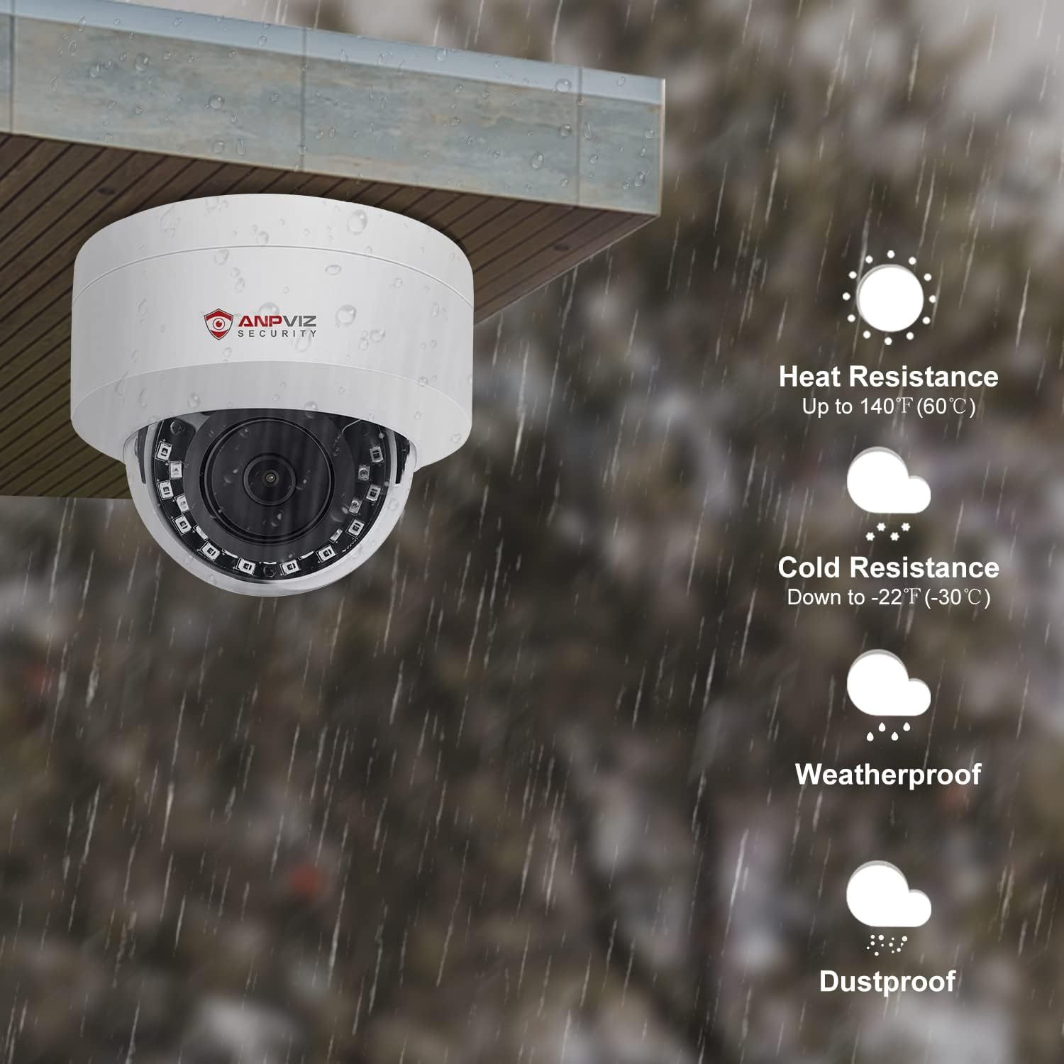 Anpviz UltraHD 4K (8MP) Security IP PoE Dome Camera Outdoor with Microphone/Audio, 3840x2160, Human Vehicle Detection, 100ft IR Night Vision, 2.8mm Wide Angle, IP66 Waterproof, Not PTZ