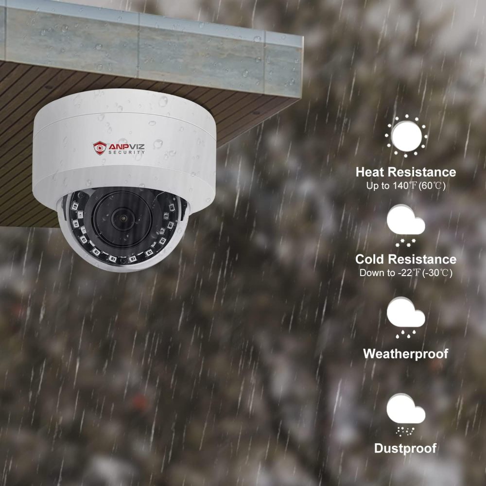 Anpviz UltraHD 4K (8MP) Security IP PoE Dome Camera Outdoor with Microphone/Audio, 3840x2160, Human Vehicle Detection, 100ft IR Night Vision, 2.8mm Wide Angle, IP66 Waterproof, Not PTZ