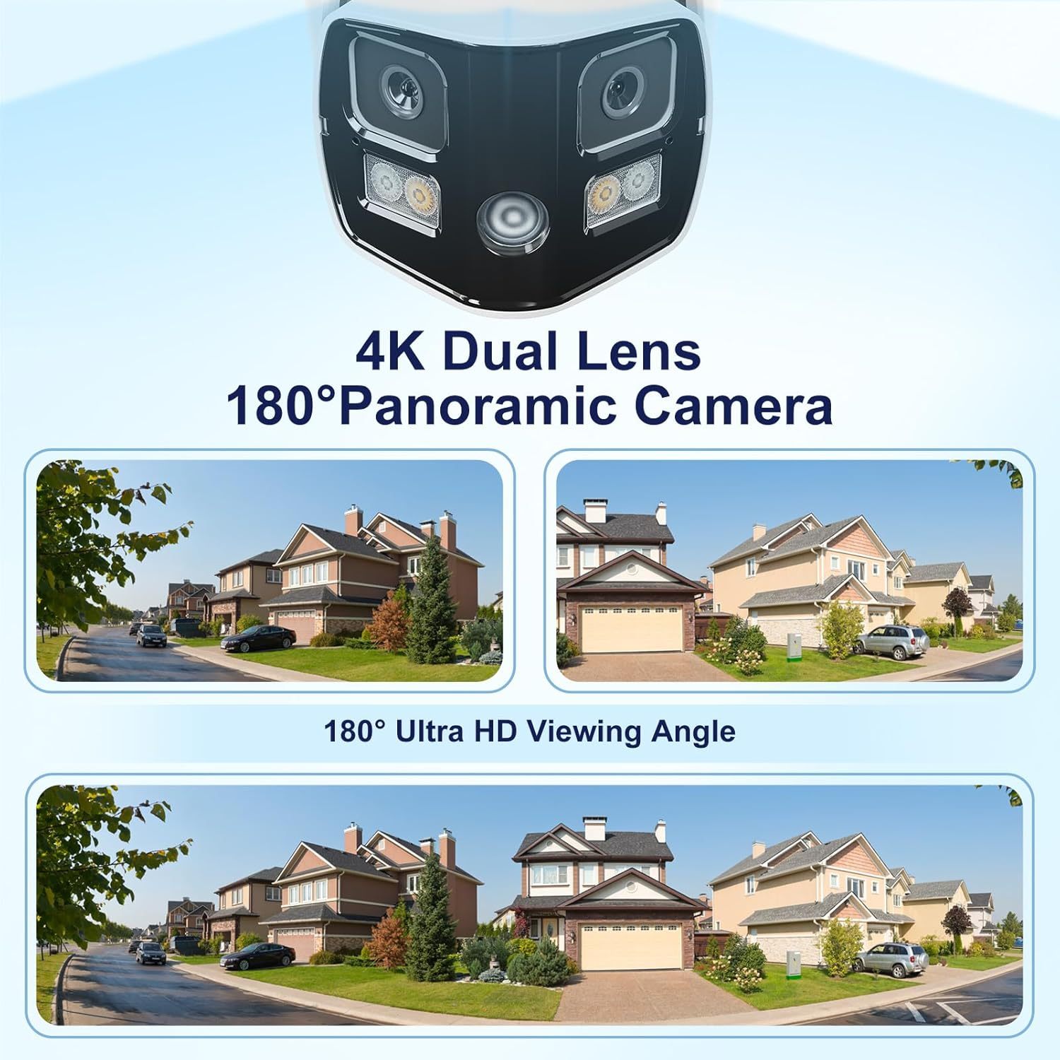 Anpviz 4K Dual Lens PoE IP Security Camera Outdoor 180° Panoramic Wide Angle, 8MP Turret Camera with Smart Dual Light, Human/Vehicle Detection, Two Way Talk, Built in SD Slot, Full Metal