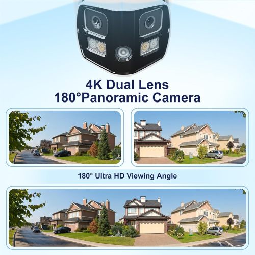 Anpviz 4K Dual Lens PoE IP Security Camera Outdoor 180° Panoramic Wide Angle, 8MP Turret Camera with Smart Dual Light, Human/Vehicle Detection, Two Way Talk, Built in SD Slot, Full Metal