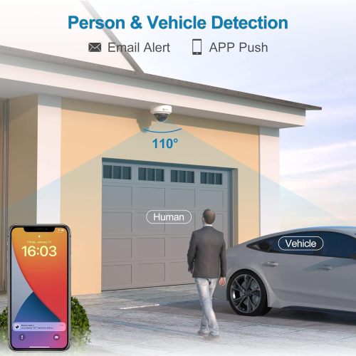 Anpviz 8CH 6MP PoE Security Camera System, 8pcs 6MP Wired PoE IP Cameras with Audio, IR Night Vision, Human Vehicle Detection, 4K/8MP 8CH NVR with 2TB HDD for Business Home