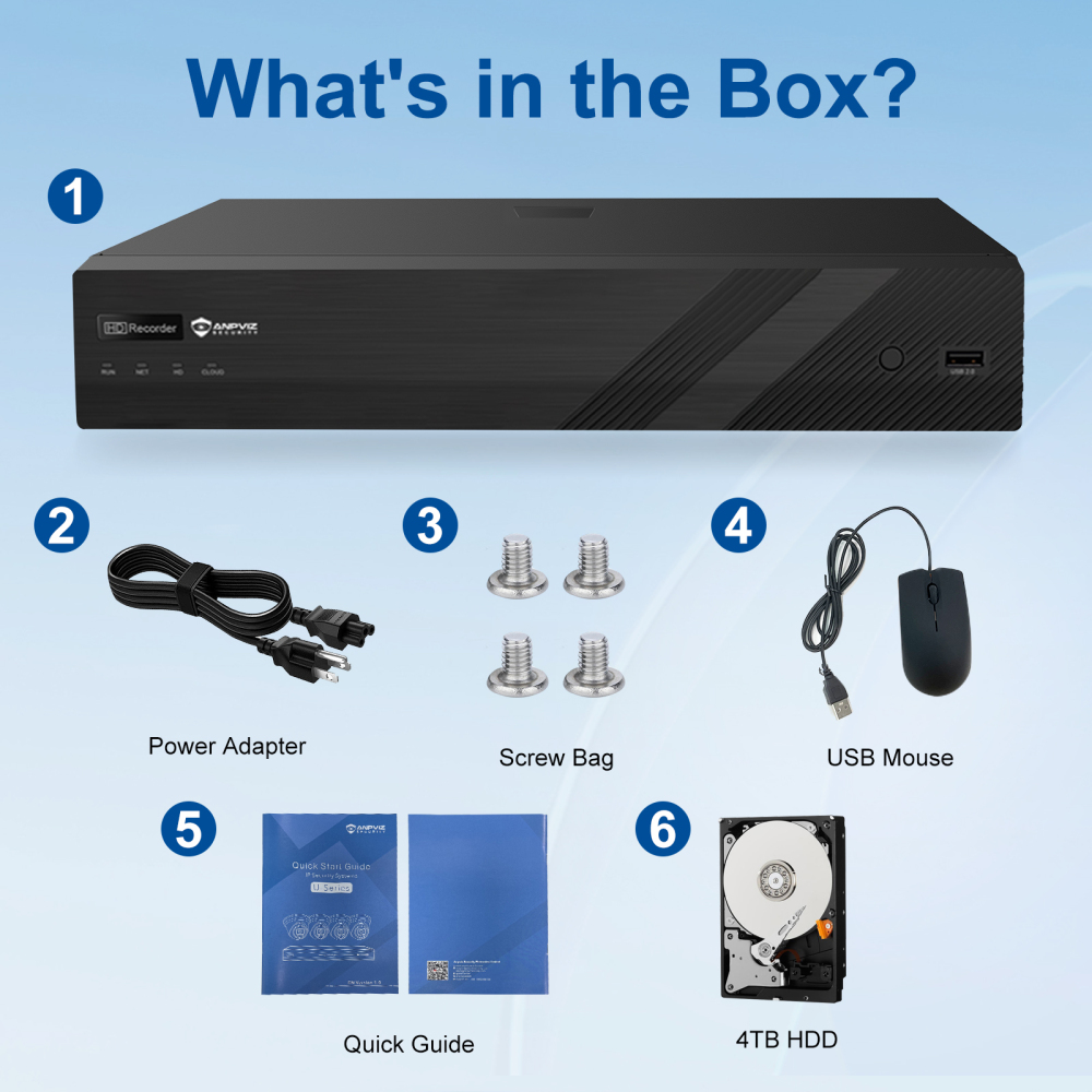 Anpviz 4K 16CH PoE NVR Network Video Recorder Pre-Installed 4TB HDD, 16CH H.265 NVR Support 8MP/6MP/5MP/4MP/1080P IP PoE Cameras for Business Video Audio Recording