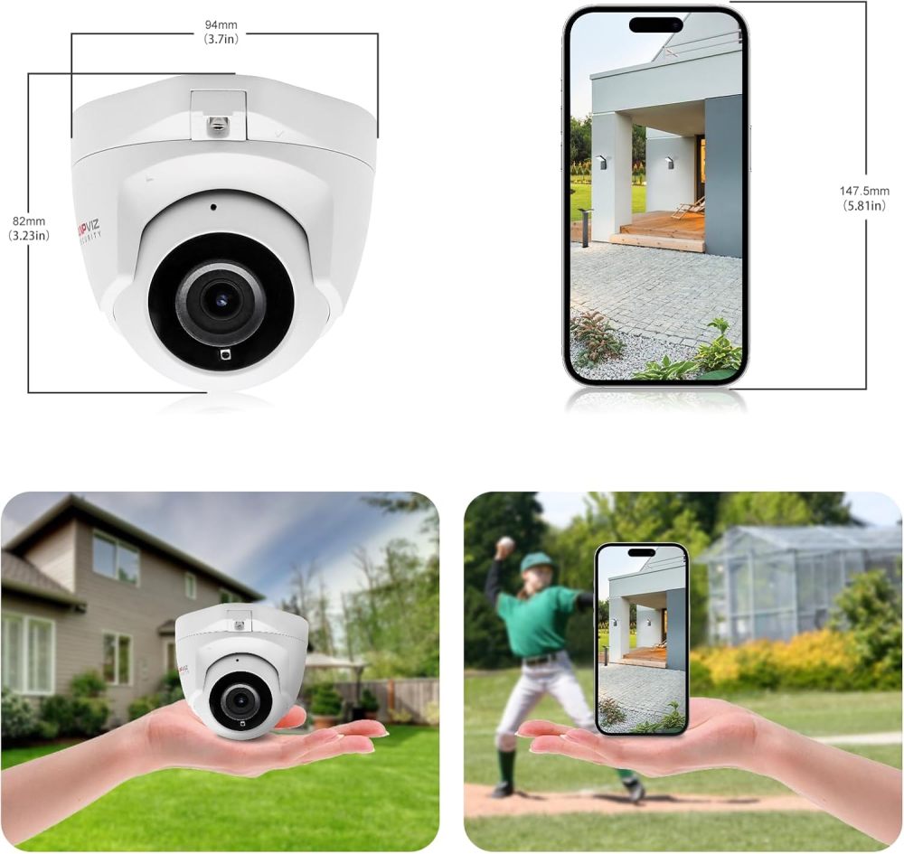 Anpviz 5MP PoE IP Camera, Outdoor Indoor Turret Security Camera with Human & Motion Detection, 110° Wide Angle, Built-in Audio/Mic, 100ft IR Night Vision, IP66 Waterproof, NDAA Compliant