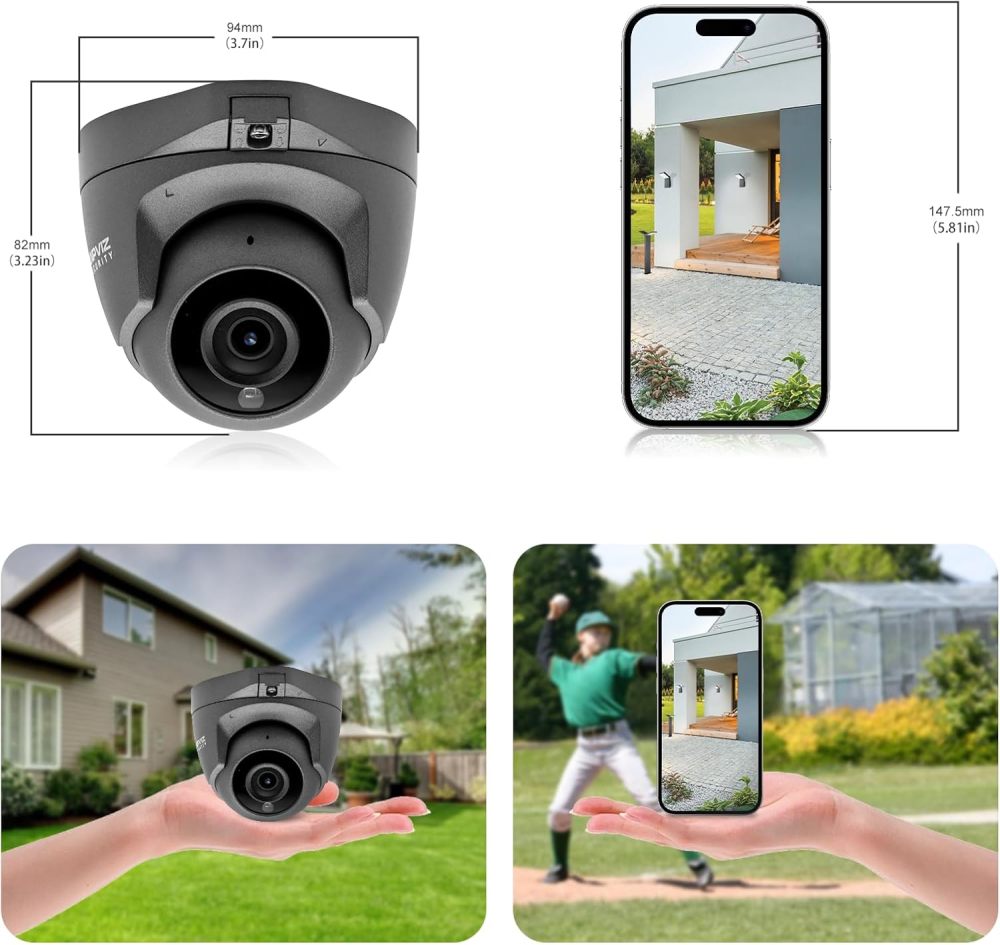 Anpviz 5MP POE Camera with Human & Motion Detection, IP Camera for Indoor Outdoor, Turret Camera Built-in Audio/Mic, 100ft IR Night Vision Security Camera, IP66 Waterproof, NDAA Compliant