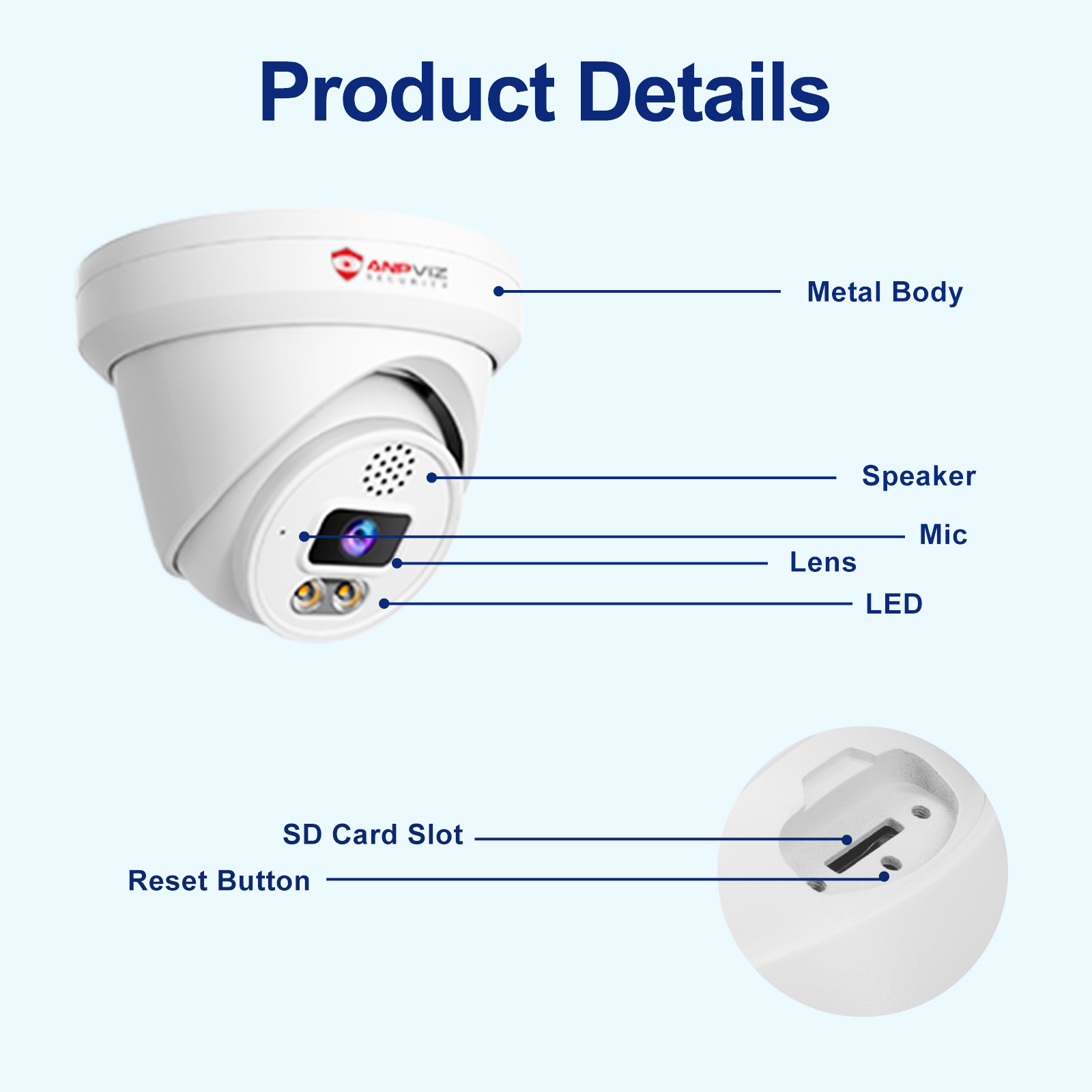 Anpviz 6MP PoE Camera, UltraHD IP Camera with Mic & Speaker, Smart Color Night Vision Security Turret Camera, AI Human & Vehicle Detection Dome Camera with 2.8mm Lens, MicroSD Slot (U Series)