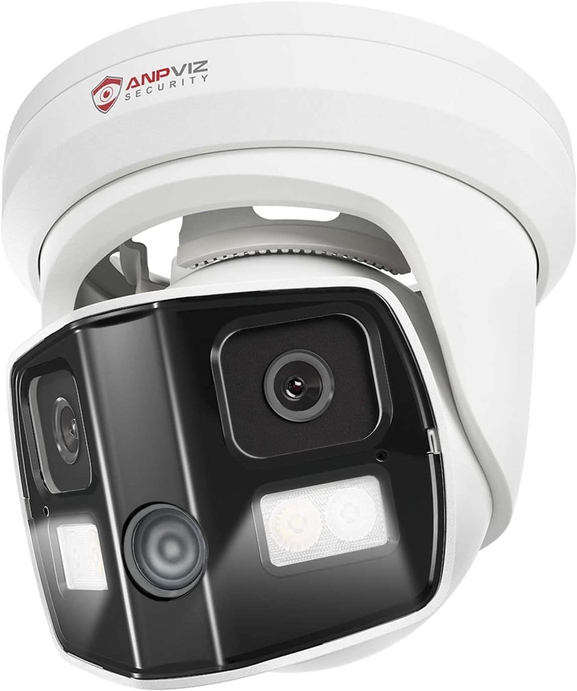 Anpviz 4K Dual Lens PoE IP Security Camera Outdoor 180° Panoramic Wide Angle, 8MP Turret Camera with Smart Dual Light, Human/Vehicle Detection, Two Way Talk, Built in SD Slot, Full Metal