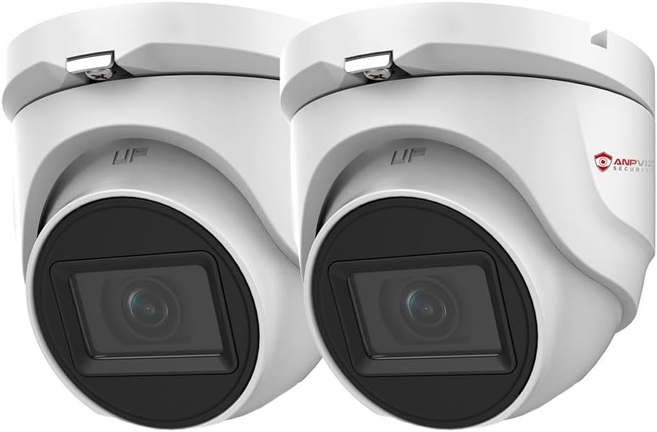 Anpviz 2 Pack 5MP Analog CCTV Camera 4-in-1 (TVI/AHD/CVI/CVBS) Turret TVI Camera, Dome Security Camera with 100ft Night Vision, Metal Housing IP67, Compatible with Other 5MP and Above DVR