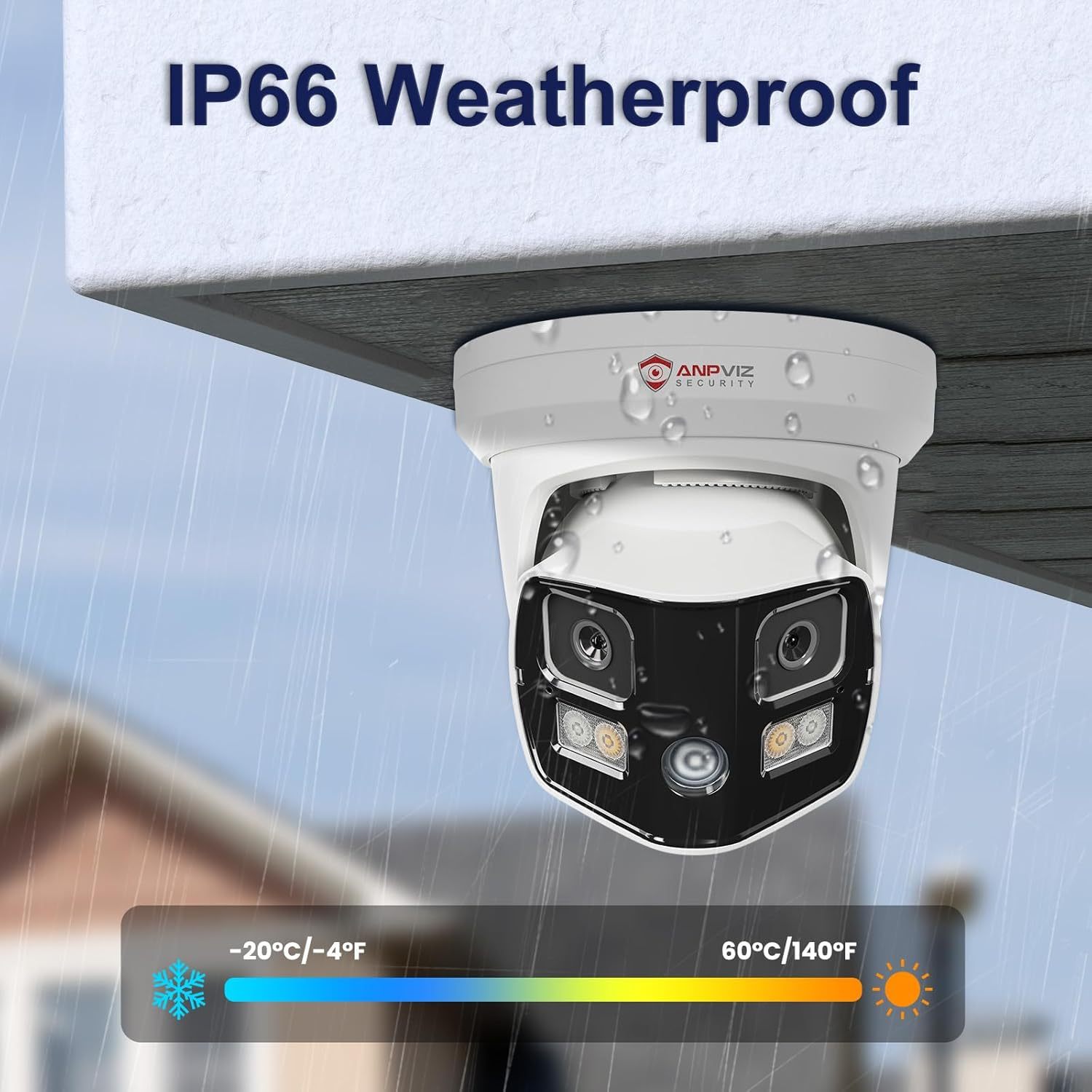Anpviz 4K Dual Lens PoE IP Security Camera Outdoor 180° Panoramic Wide Angle, 8MP Turret Camera with Smart Dual Light, Human/Vehicle Detection, Two Way Talk, Built in SD Slot, Full Metal