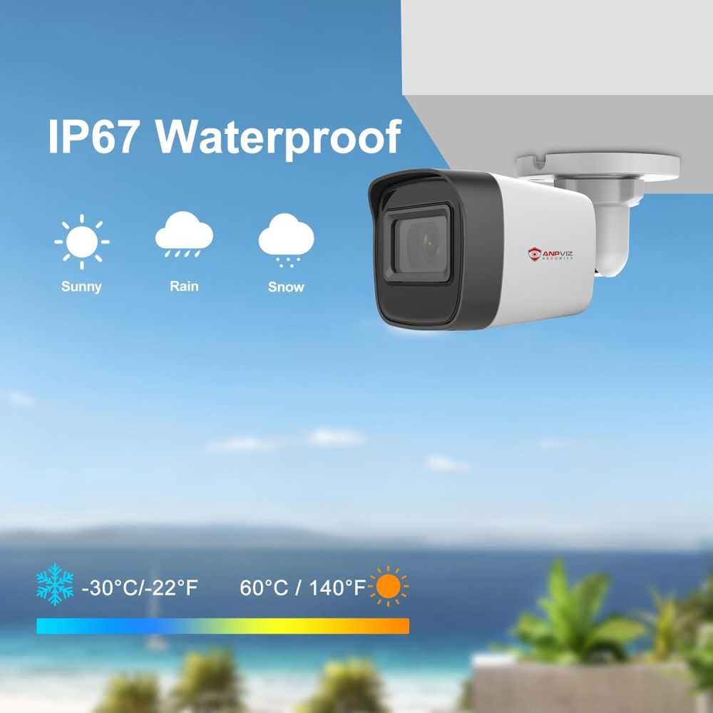 Anpviz 5MP Analog CCTV Camera, Wired Security Camera Outdoor, 4-in-1 (TVI/AHD/CVI/CVBS) Bullet Surveillance Camera, 100ft IR Night Vision, Metal Housing IP67, Compatible with Other 5MP or 4K DVR