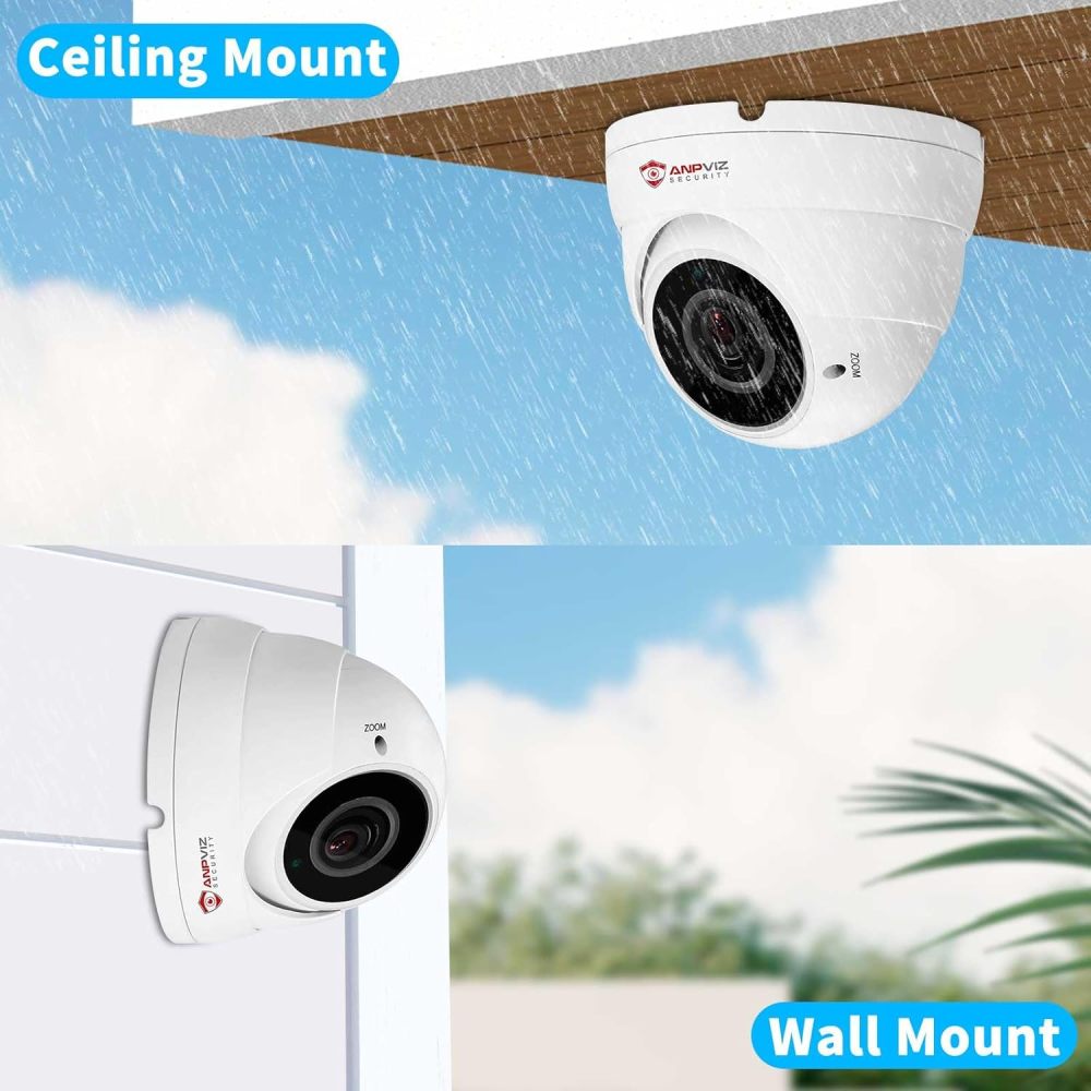 Anpviz 5MP Analog CCTV Camera, HD 4-in-1(TVI/AHD/CVI/CVBS), 4X Manual Focus/Zoom Analog Camera 2.8-12mm Varifocal Lens, IR LEDs Dome Turret Security Camera (White), ONLY Compatible with 5MP/3K/8MP DVR
