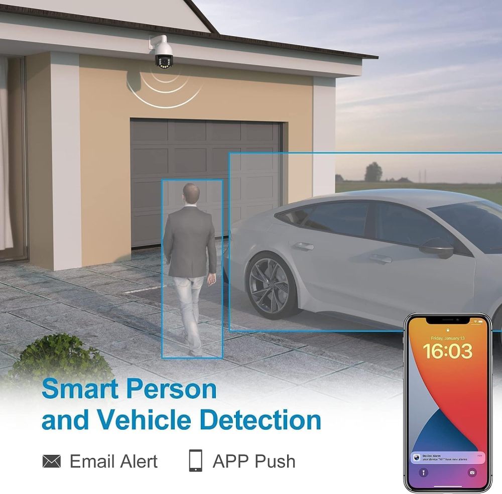 Anpviz 4K PoE PTZ Camera Outdoor, Pan Tilt 20X Optical Zoom & Human/Vehicle Detection, 8MP Speed Dome Security IP Camera with Auto-Tracking, Smart Color Night Vision, Two-Way Talk (U Series)