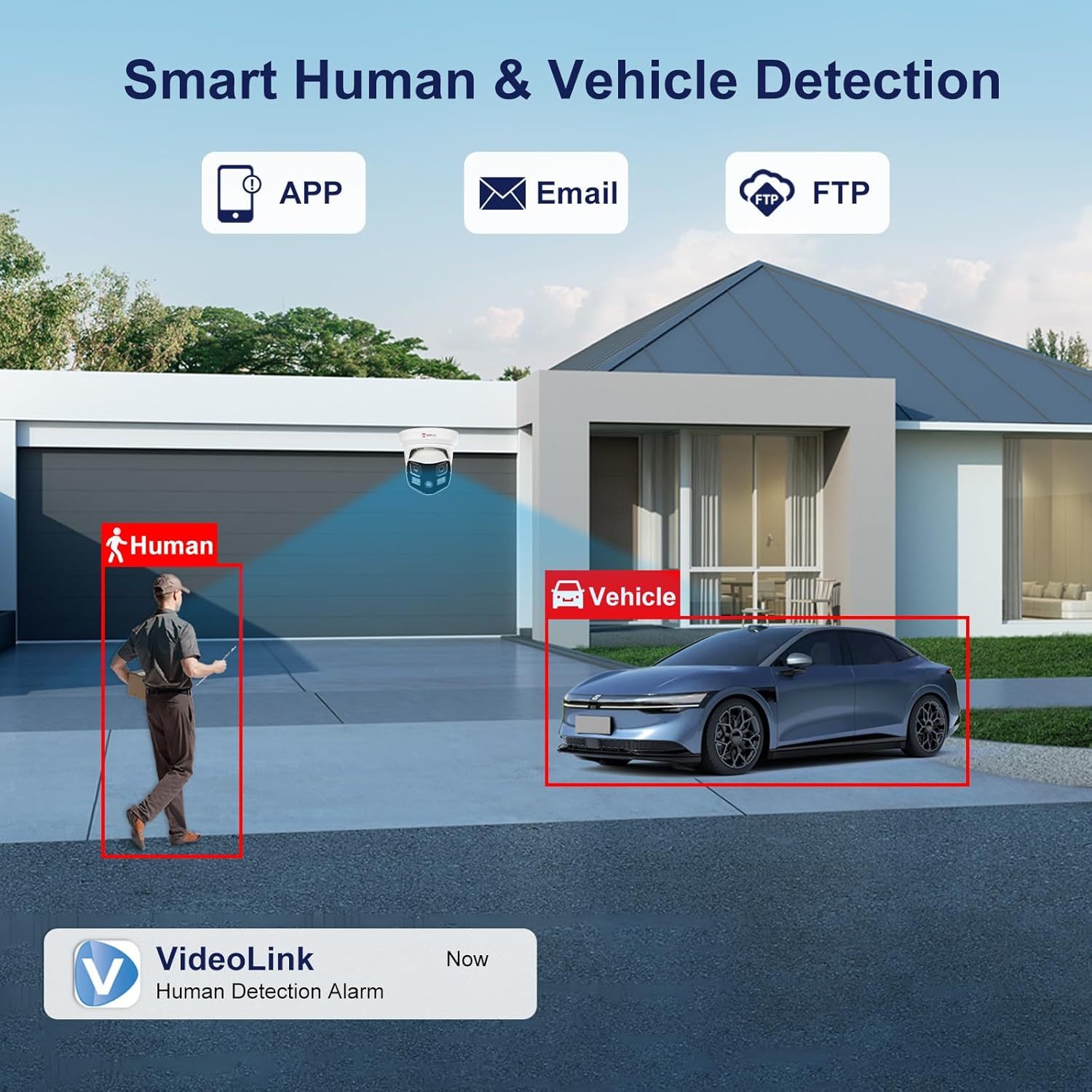 Anpviz 4K Dual Lens PoE IP Security Camera Outdoor 180° Panoramic Wide Angle, 8MP Turret Camera with Smart Dual Light, Human/Vehicle Detection, Two Way Talk, Built in SD Slot, Full Metal