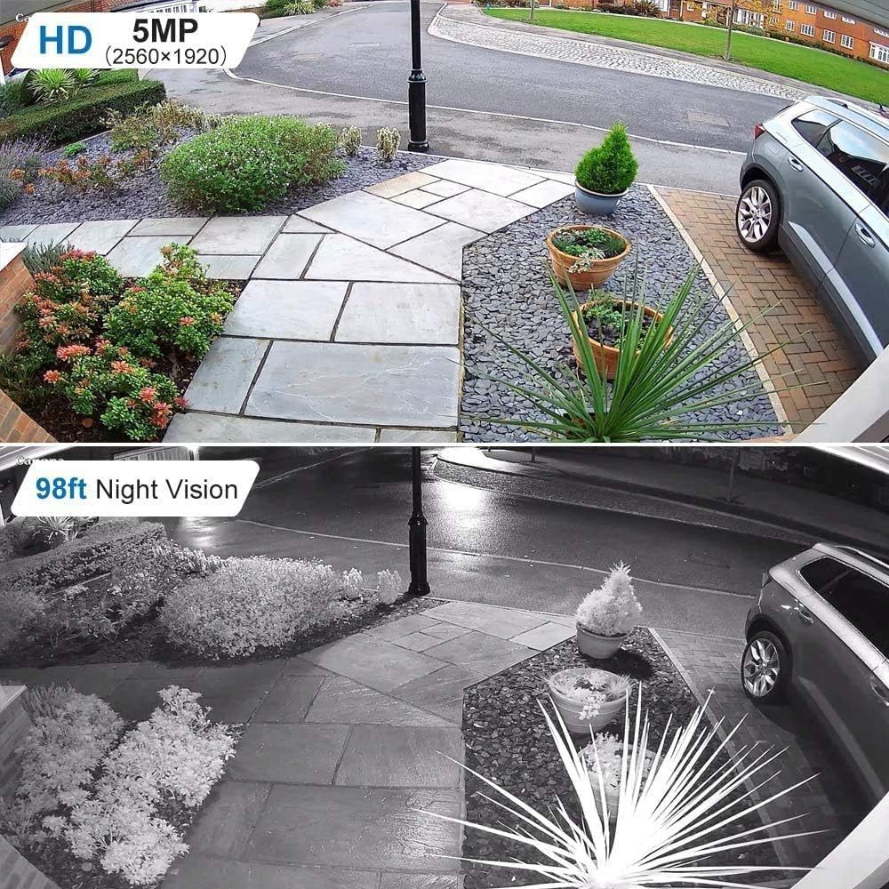 Anpviz 5MP IP PoE Dome Security Camera with Mic/Audio, Turret Camera Outdoor with Human Detection, IP66 Weatherproof, 98FT Night Vision, 2.8mm Wide Angle, Full Metal