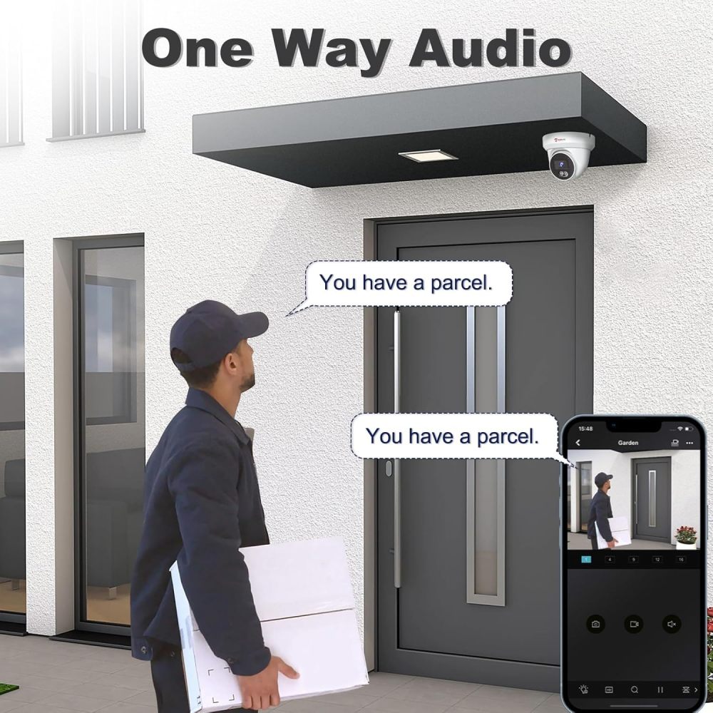 Anpviz 5MP IP PoE Dome Security Camera with Mic/Audio, Turret Camera Outdoor with Human Detection, IP66 Weatherproof, 98FT Night Vision, 2.8mm Wide Angle, Full Metal