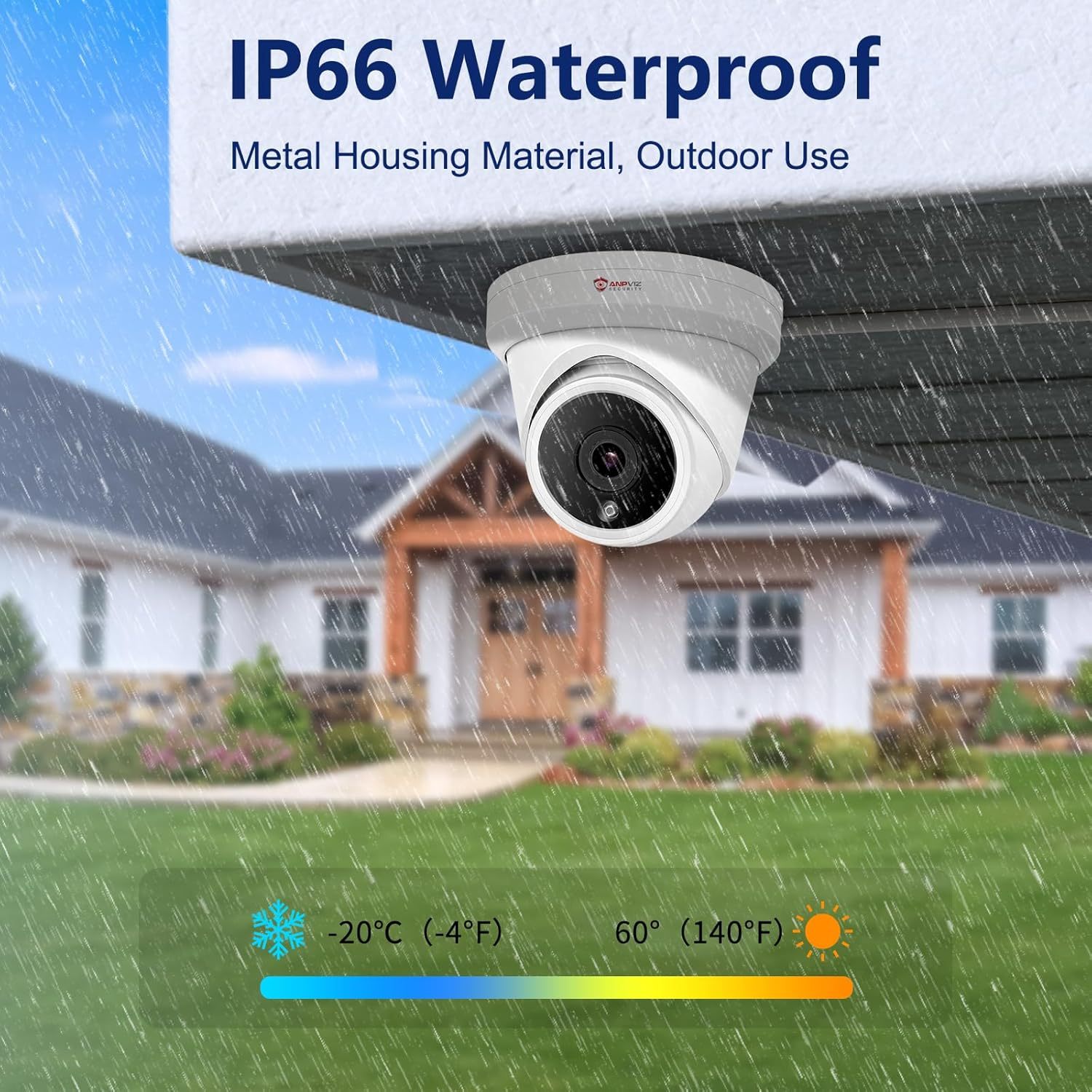 Anpviz 5MP IP PoE Dome Security Camera with Mic/Audio, Turret Camera Outdoor with Human Detection, IP66 Weatherproof, 98FT Night Vision, 2.8mm Wide Angle, Full Metal