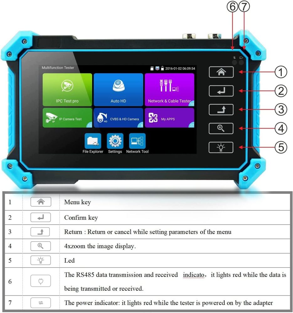 Anpviz 8MP 5 in 1 AHD CVI TVI CVBS IP Camera Tester Monitor, IPC-5200 8MP HD Display Video Monitor IPS Touch Screen IPC Tester Support POE PTZ WiFi RS485 HDMI & VGA Input DC12V Output