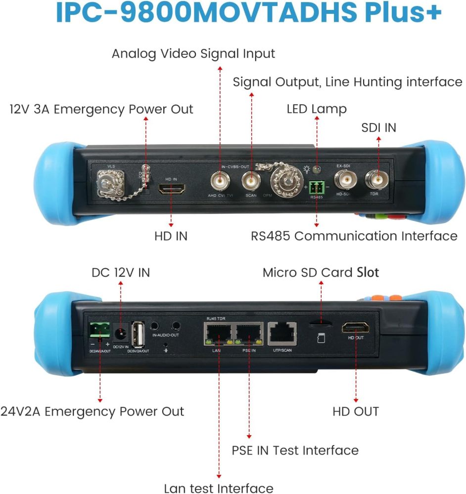 Anpviz CCTV Camera Tester, 8MP Full Features IPS Touch Screen Monitor CCTV Tester, 5 in 1 AHD CVI TVI CVBS IP Camera Tester, Support DMM OPM VFL TDR Feature POE PTZ WiFi 4K HDMI, IPC-9800MOVTADHS Plus