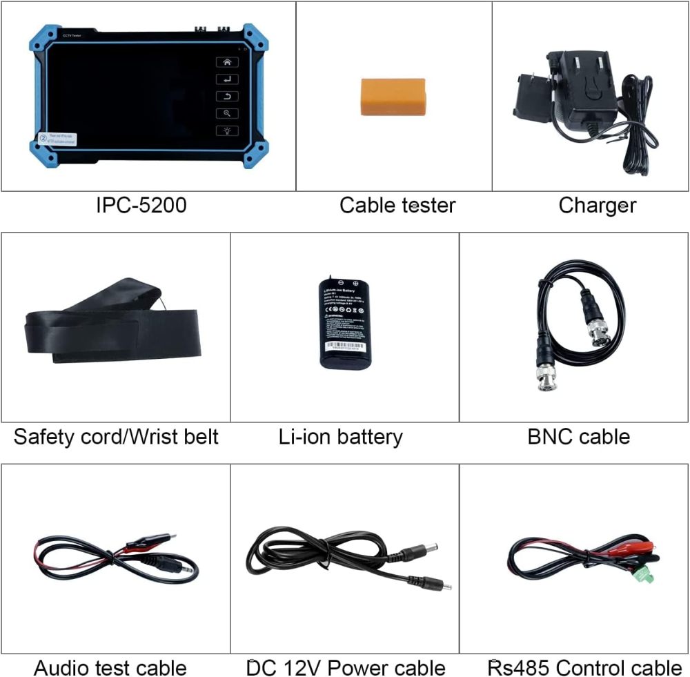 Anpviz 8MP 5 in 1 AHD CVI TVI CVBS IP Camera Tester Monitor, IPC-5200 8MP HD Display Video Monitor IPS Touch Screen IPC Tester Support POE PTZ WiFi RS485 HDMI & VGA Input DC12V Output