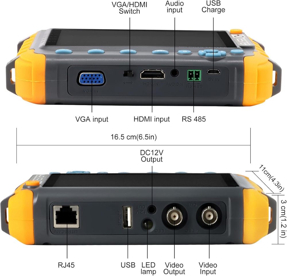 Anpviz 5 Inch 4 in 1 CCTV Monitor Tester, AHD/TVI/CVI/CVBS Coaxial Analog Video CCTV Tester, UTP/PTZ Cable Test for 1080P/3MP/4MP/5MP/8MP Analog Security Camera, VGA DC12V Output Camera