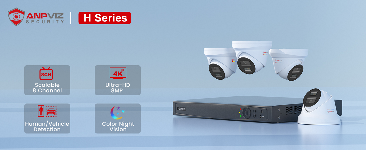 Nvr Color Box Anpviz 8CH PoE Security Camera System with Human/Vehicle Detection ...