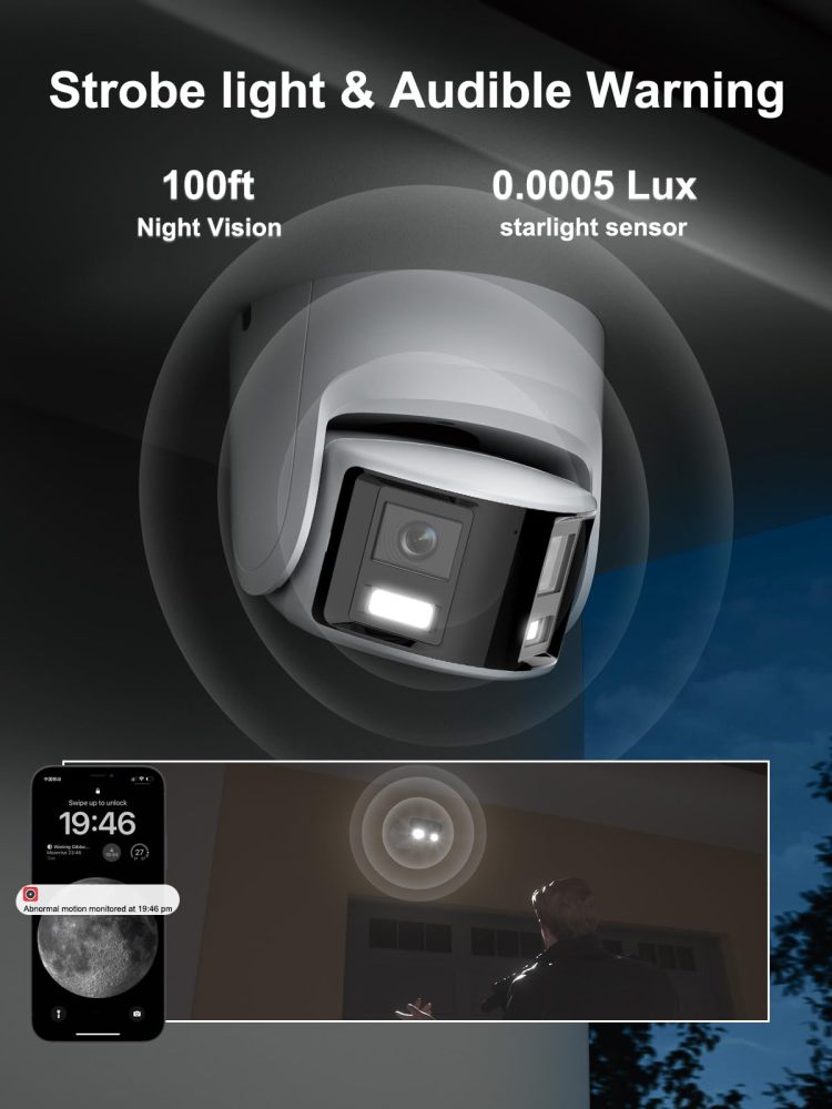 Anpviz 4K PoE Dual Lens Security Camera Outdoor Full Metal Housing, 180 Degree Wide Angle, 8MP Panoramic IP Camera with Human/Vehicle Detection, Two Way Talk, Built-in MicroSD Card Slot