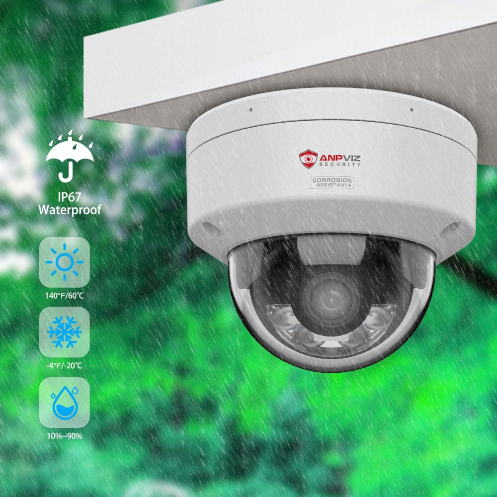 Anpviz UltraHD 4MP PoE Dome Security Camera with Audio,  PoE IP Camera with 100ft Night Vision, Full Color,IP67 Waterproof,NEMA 4X, 2.8mm Lens Wide Angle, IK10 Vandal Proof, Built-in Dual-Array Mic SD Card Slot