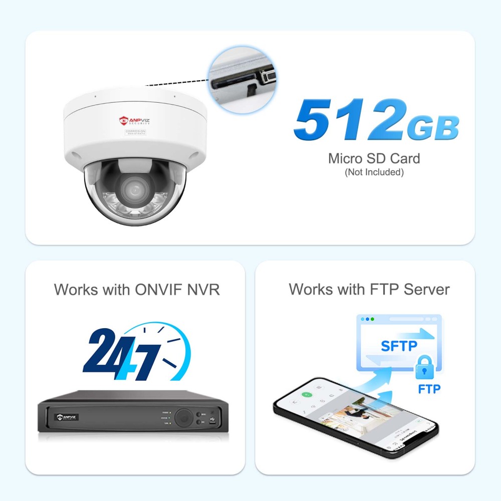 Anpviz UltraHD 4MP PoE Dome Security Camera with Audio,  PoE IP Camera with 100ft Night Vision, Full Color,IP67 Waterproof,NEMA 4X, 2.8mm Lens Wide Angle, IK10 Vandal Proof, Built-in Dual-Array Mic SD Card Slot