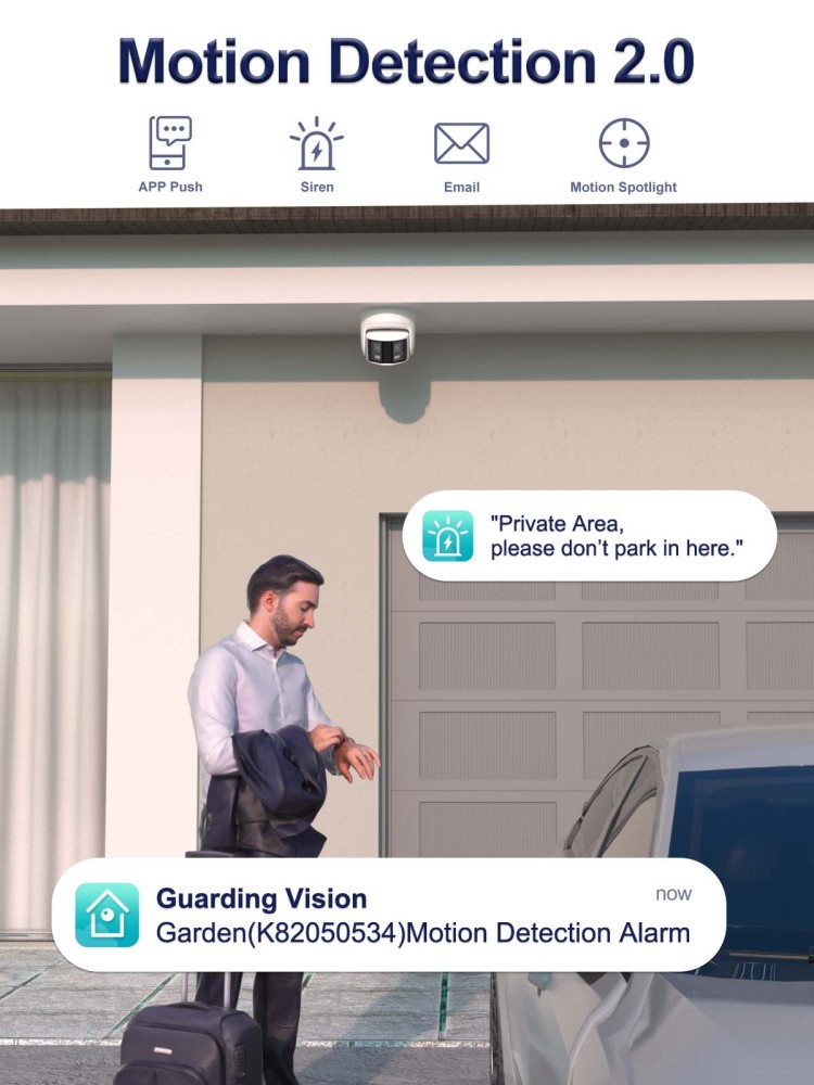 Anpviz 6MP PoE Dual Lens Security Camera Outdoor  Strobe Red & Blue Light and Audio Alarm Panoramic 180° Wide Angle IP Dome Camera with Human/Vehicle Detection, Full Metal Housing, Two Way Talk, Built-in MicroSD Card Slot