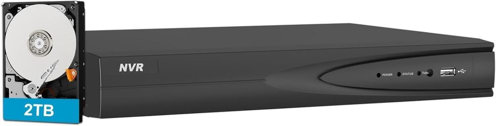 Anpviz 8 Channel 12MP POE NVR with 2TB HDD 8 POE Port Network Video Recorder H.265+ Support AI Motion Detection 24/7 Recording