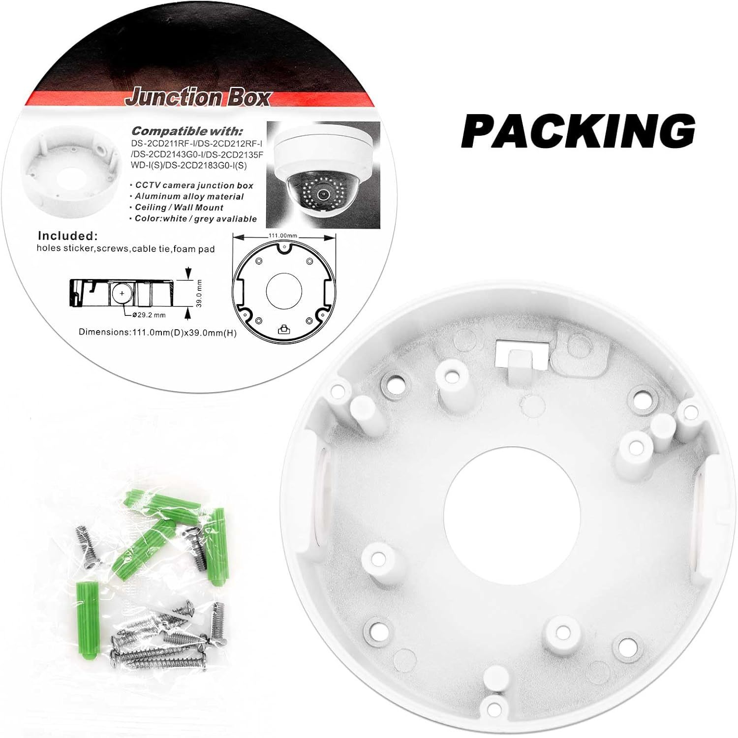 Anpviz Ceiling Mount Junction Box Bracket JB3X, Full Metal Design,Compatible with IPC-D3240W-S/IPC-D240W-S/IPC-D280W-S/IPC-D3253W-S/IPC-D3283W-S