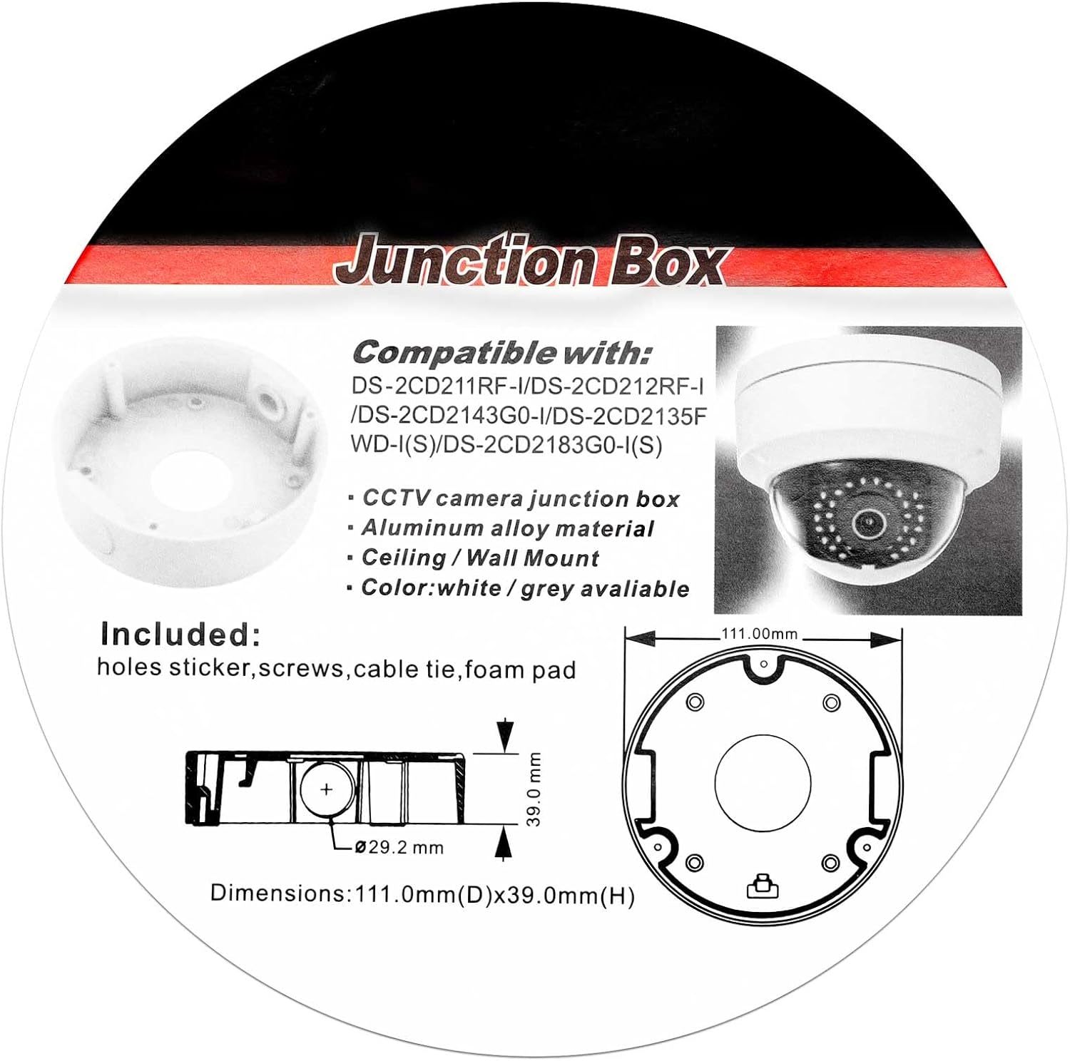 Anpviz Ceiling Mount Junction Box Bracket JB3X, Full Metal Design,Compatible with IPC-D3240W-S/IPC-D240W-S/IPC-D280W-S/IPC-D3253W-S/IPC-D3283W-S
