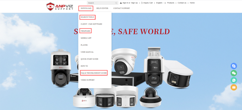 Firmware Search Tool Sadp Download Center Anpvizsupport.com Technical Support Client / CMS Software Player User Manual FAQ Quick Start Guide U Prime H Series U Series