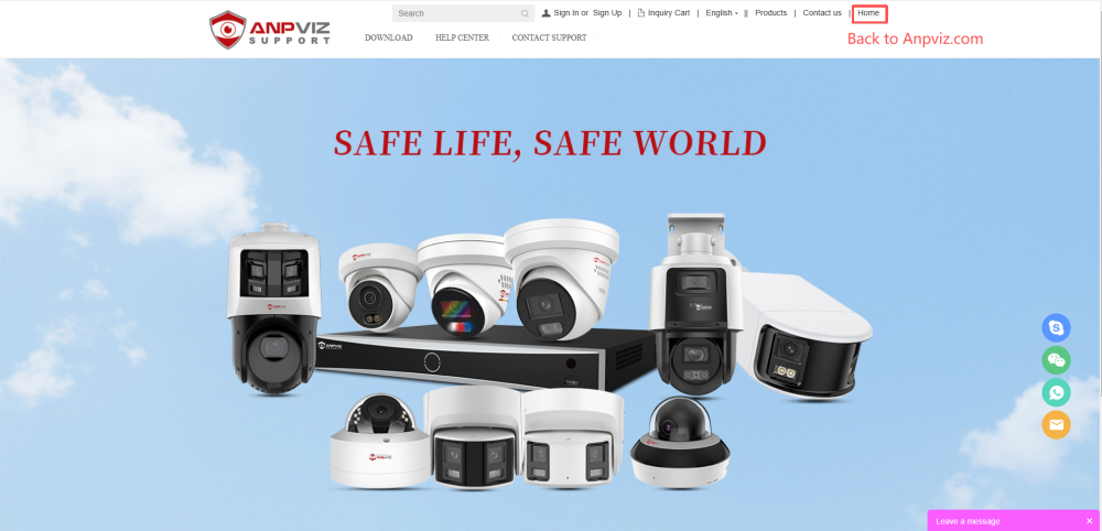 Firmware Search Tool Sadp Download Center Anpvizsupport.com Technical Support Client / CMS Software Player User Manual FAQ Quick Start Guide U Prime H Series U Series