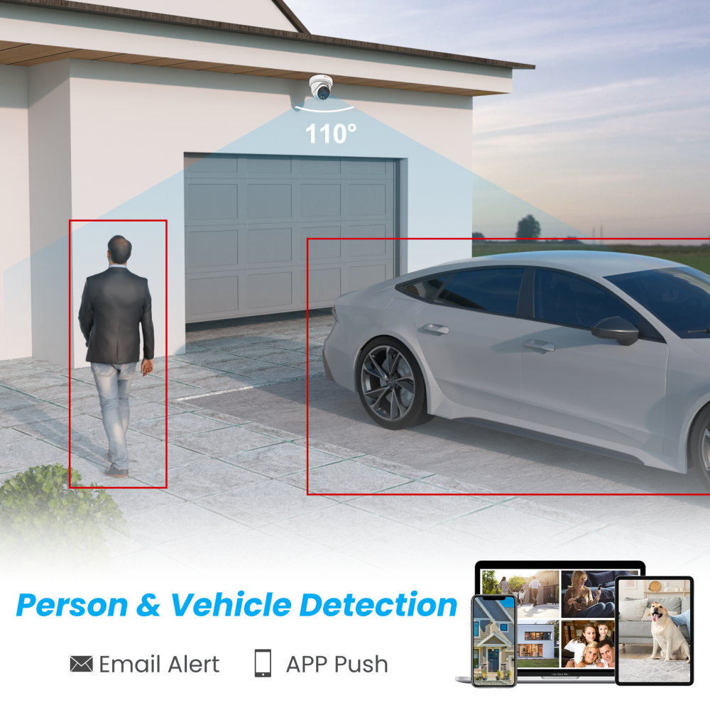 Anpviz 8MP PoE IP Camera, Full Metal Turret Security IP Camera Outdoor Indoor, Smart Dual Light Color Night Vision, AI Human Vehicle Detection, Built-in Mic, 2.8mm Lens, IP66 Waterproof, NDAA