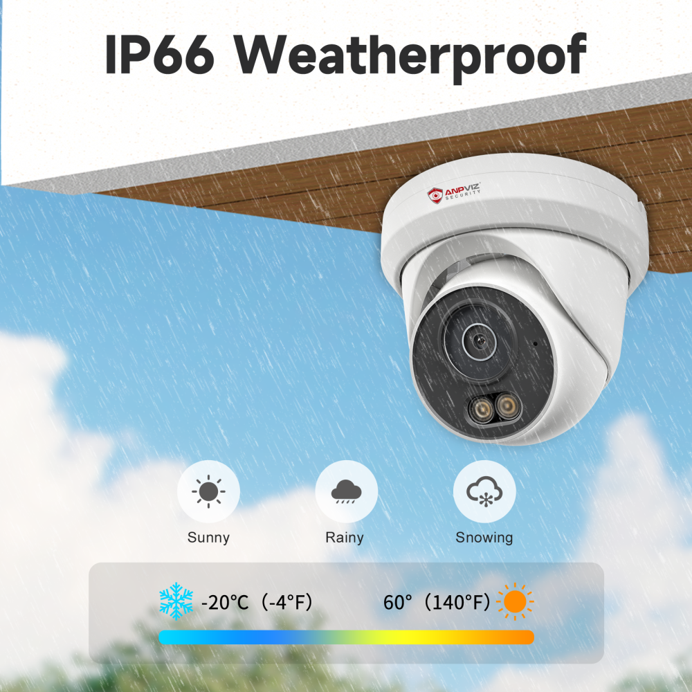 Anpviz 8MP PoE IP Camera, Full Metal Turret Security IP Camera Outdoor Indoor, Smart Dual Light Color Night Vision, AI Human Vehicle Detection, Built-in Mic, 2.8mm Lens, IP66 Waterproof, NDAA