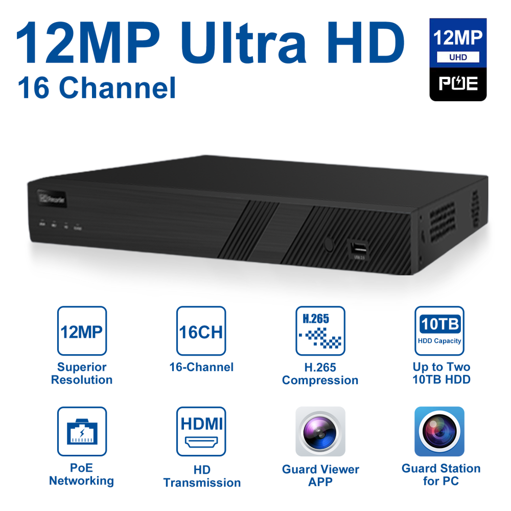 Anpviz 16CH PoE Security Camera System,8PCS 5MP Wired IP TurretCameras Outdoor, Color Night Vision, Built in Mic, 12MP PoE NVR with 4TB HDD for 24/7 Recording, CCTV for Businesses Home