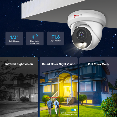 Anpviz 5MP Outdoor Security Camera Smart color night vision POE Camera Built in mic Human Detection Full metal Housing Camera CCTV