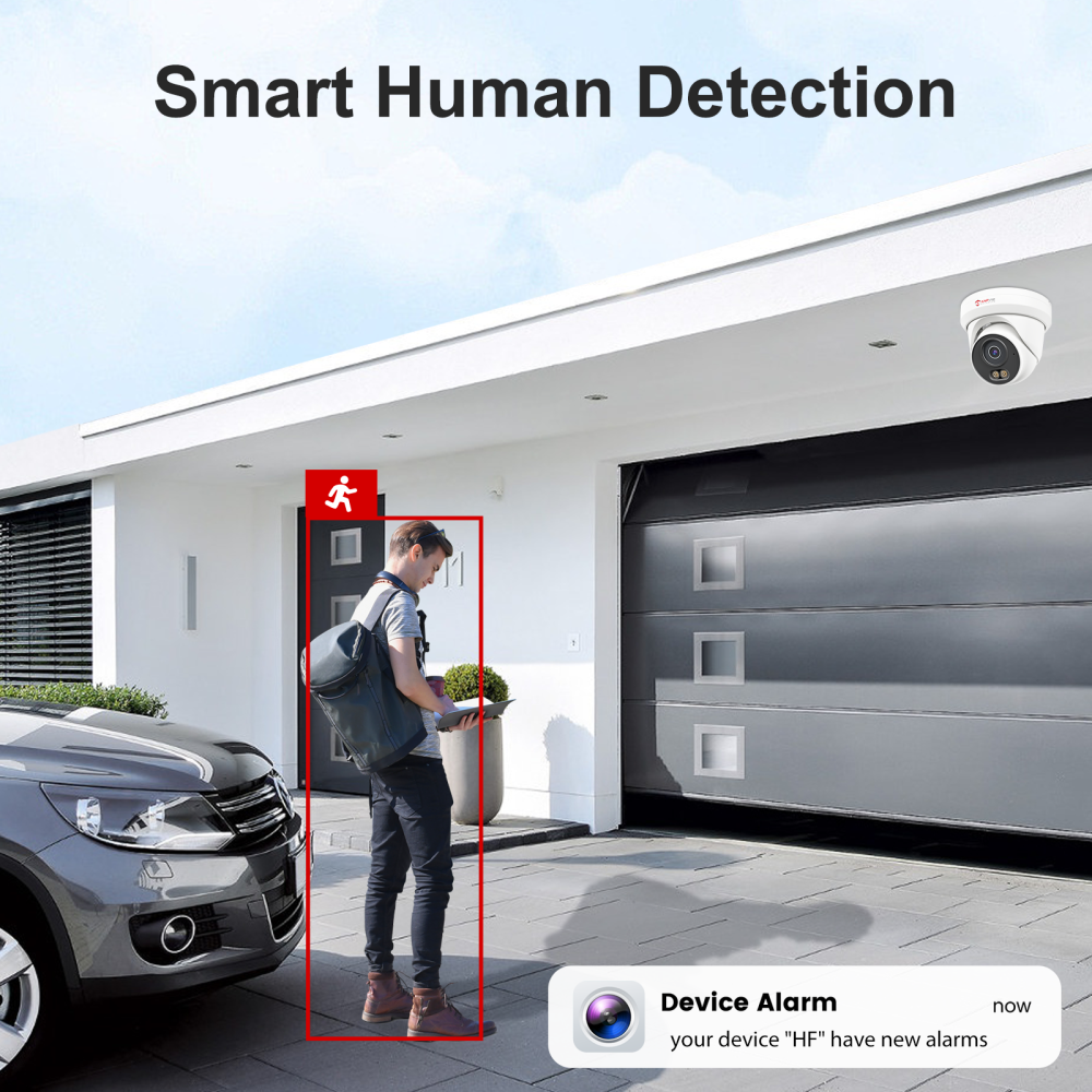 POE Camera Kits 16CH 12MP NVR, 8PCS 5MP IP Camera Human/Vehicle Detection Smart Dual Light 24/7 Recording Built-in Mic 4TB HDD