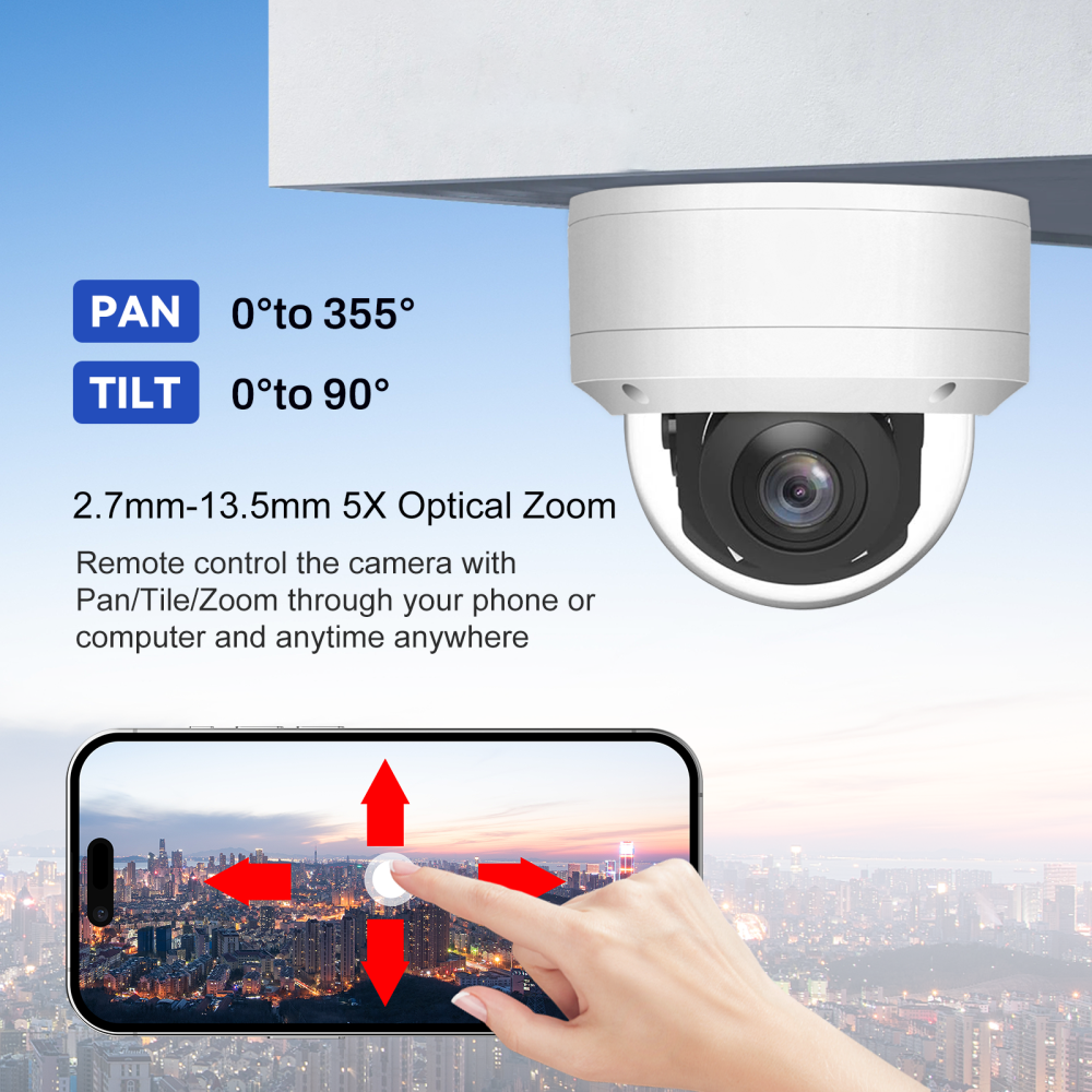 Anpviz 8MP PTZ Camera with 5X Zoom Support Human&Vehicle Detection Mini PTZ POE Camera Outdoor Smart Color Night Vision Built-in Mic IR Light 100ft IR H.265+ IP66 IK10