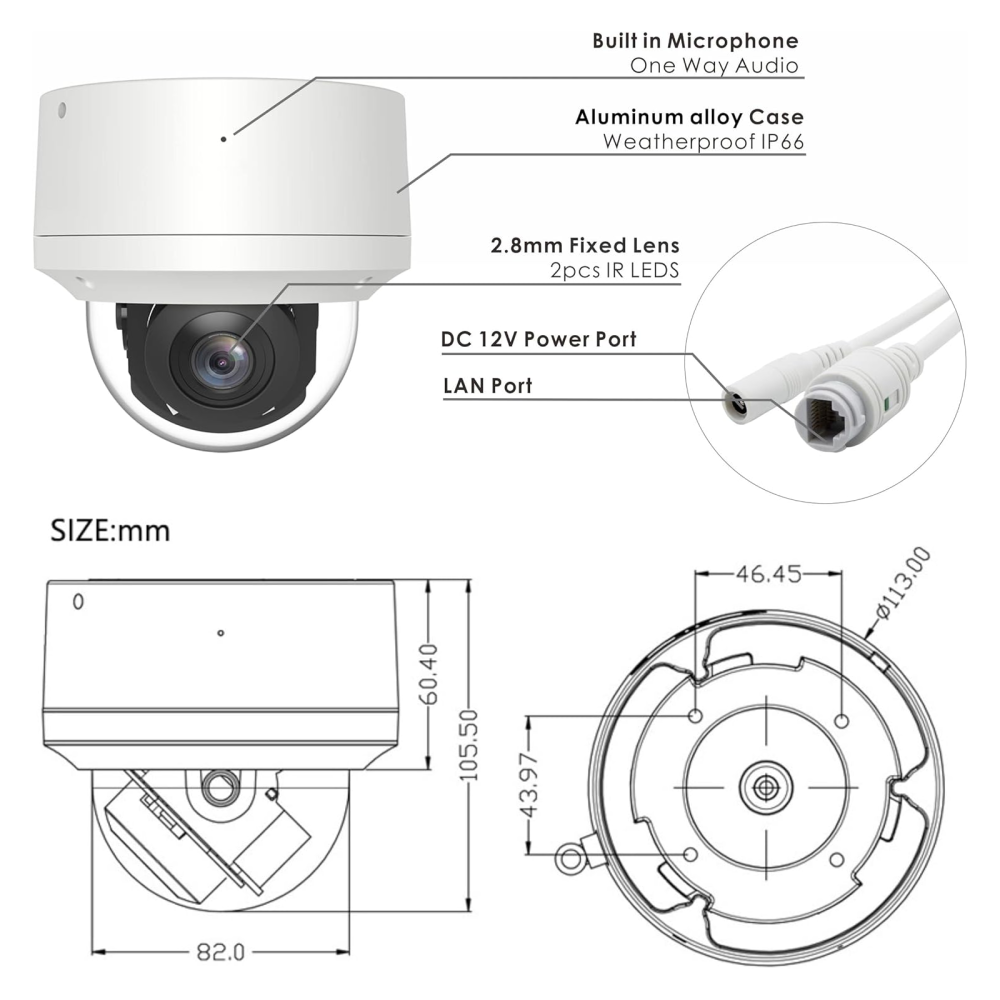 Anpviz 8MP PTZ Camera with 5X Zoom Support Human&Vehicle Detection Mini PTZ POE Camera Outdoor Smart Color Night Vision Built-in Mic IR Light 100ft IR H.265+ IP66 IK10