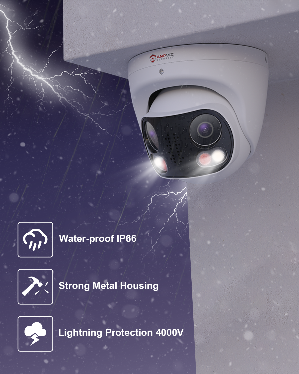 Anpviz 4K 180° Dual-Lens PoE Camera, 8MP IP Surveillance Camera, Panoramic 2-in-1 Stitch Lens, Lightning Protection 4000V, Smart Dual Light Color Night Vision, Human/Vehicle Detection, Two Way Audio, 512GB SD Slot, IP66, NDAA