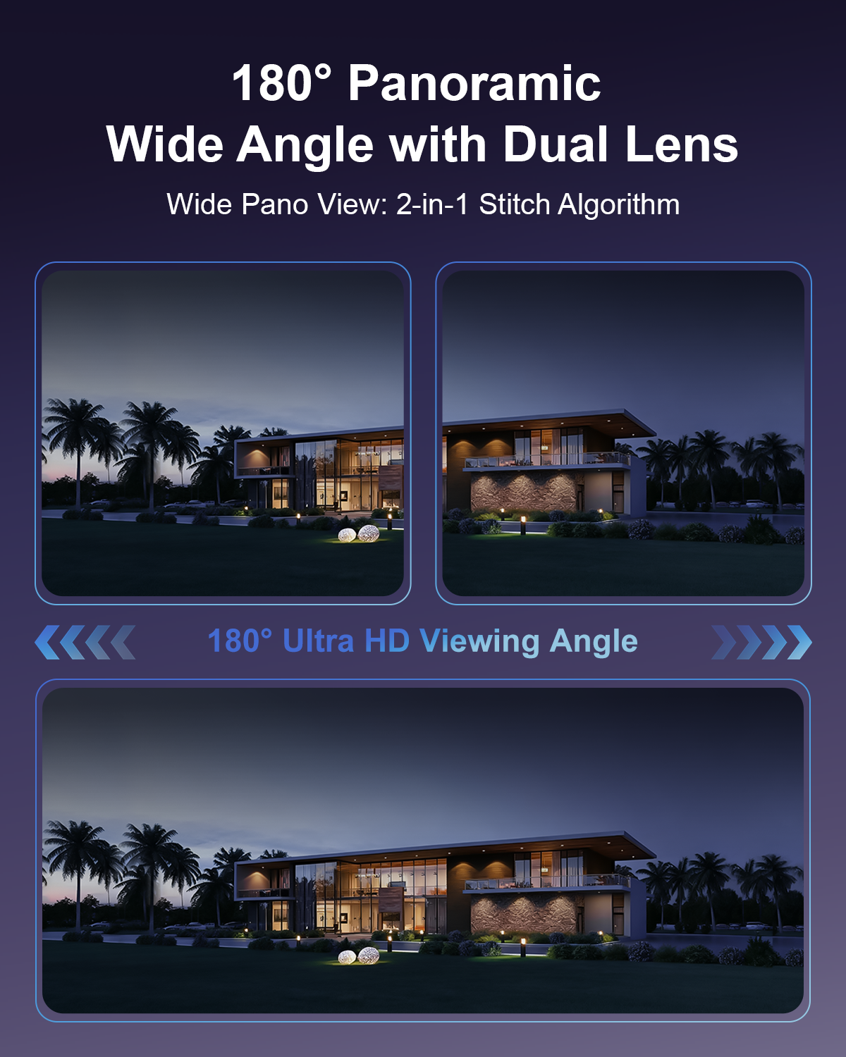 Anpviz 4K 180° Dual-Lens PoE Camera, 8MP IP Surveillance Camera, Panoramic 2-in-1 Stitch Lens, Lightning Protection 4000V, Smart Dual Light Color Night Vision, Human/Vehicle Detection, Two Way Audio, 512GB SD Slot, IP66, NDAA