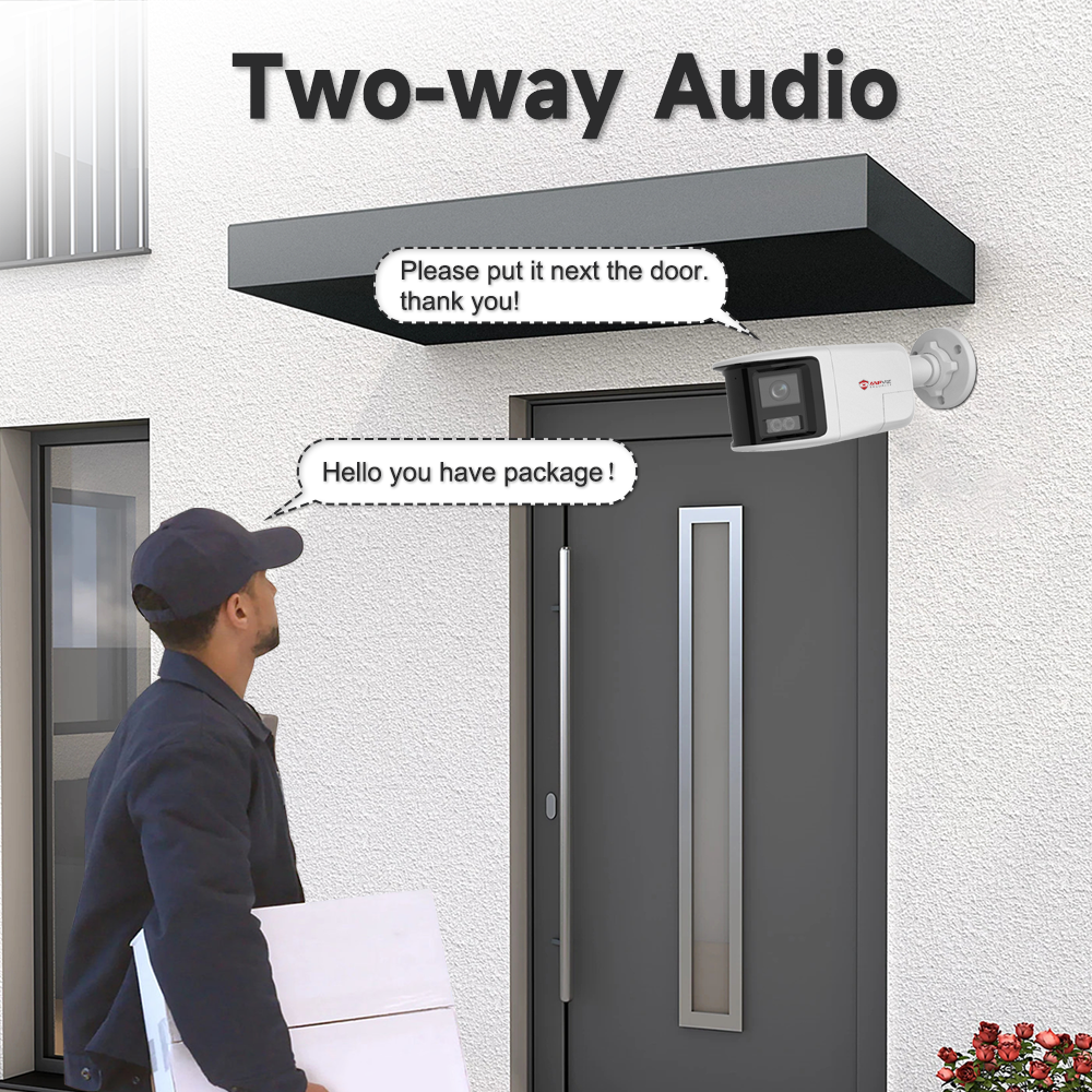 6MP Active Deterrence Outdoor Security Camera | Dual Lens with 180° Panoramic View, Red and Blue Strobe Light & Audible Alarm, Color Night Vision, IP67 Weatherproof