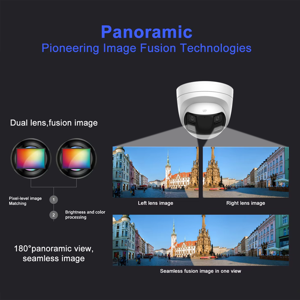 Anpviz 8MP PoE Dual Lens Security Camera Outdoor  Strobe Red & Blue Light and Audio Alarm Panoramic 180° Wide Angle IP Dome Camera with Human/Vehicle Detection, Full Metal Housing, Two Way Talk, Built-in MicroSD Card Slot