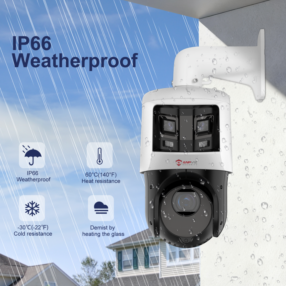 Anpviz TandemVu 2-in-1 4MP 25X Zoom PTZ POE Camera, 8MP Dual Lens Bullet Security Camera, Smart Linkage, 360° Panoramic IP Camera Outdoor, AI Motion Detection 2.0, 330ft IR Night Vision, Perimeter Protection