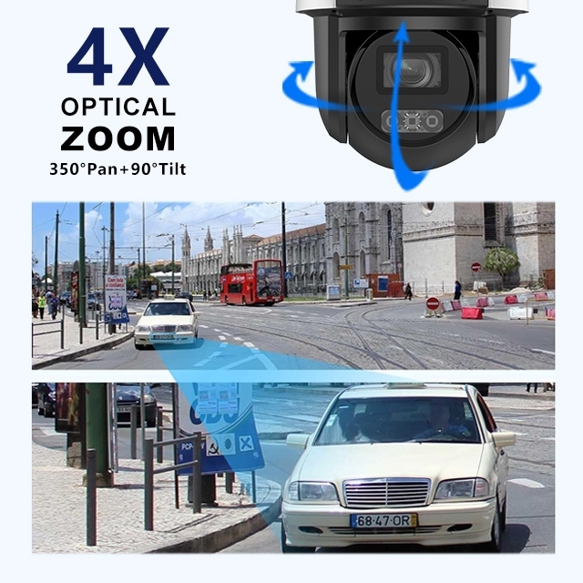 Anpviz PTZ IP Camera 4X Zoom 4MP Bullet&PTZ Mic&Speaker VCA Smart Linkage Outdoor Camera IP66 120db WDR