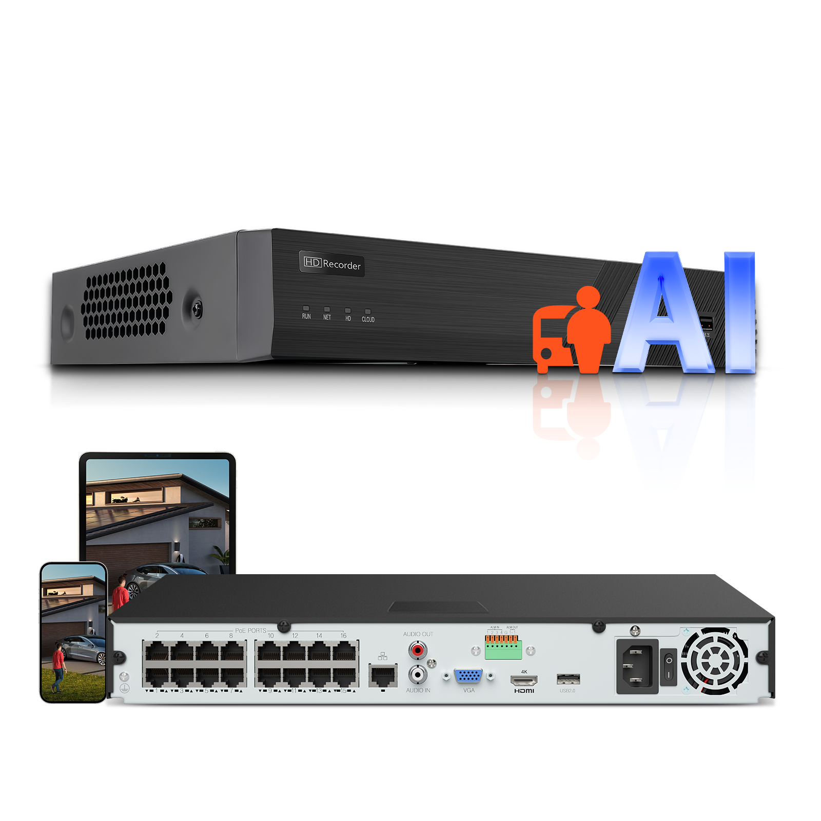 Npvr UNILOOK 12MP AI 16CH PoE NVR Network Video Recorder, NVR Support 12MP ...